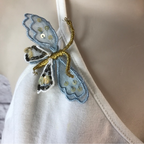 Vintage Y2K Cotton Tank Sequined‎ Butterfly Pin NWT - Picture 3 of 8